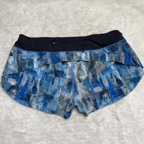 Lululemon Women's Blue Run Speed Up Sun Dazed Multi Blue Super Dark Short 12 - Picture 1 of 8